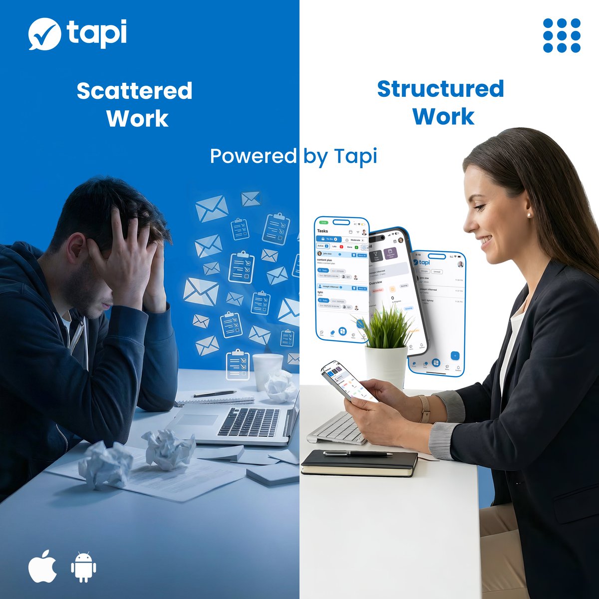 TapiLtd's tweet photo. Scattered vs. Structured
Stop juggling apps.
Start working smarter with Tapi.

Try it now → https://t.co/EZ5qVt4Ar5
#Tapi #MeetTapi #WorkSimplified #AllInOneApp #TaskManagement #TeamCollaboration #ProductivityApp https://t.co/oZFfOUBKFd