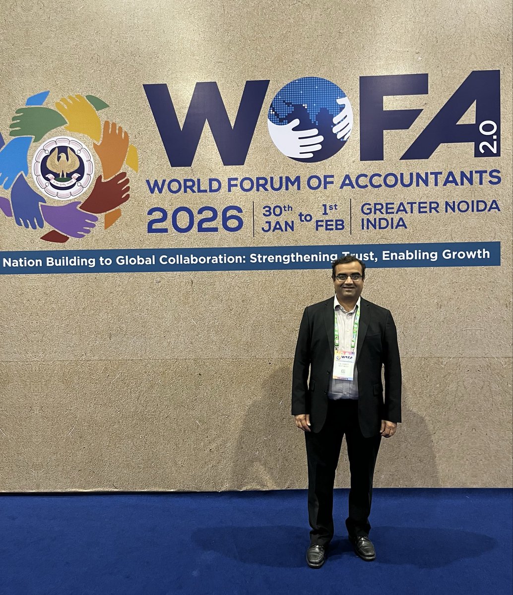 Saket_A_Modi's tweet photo. Fantastic to be at the World Forum of Accountants #WOFA2026 organised by @theicai. Insightful discussions on a variety of hot topics including AI, Global Capability Centres and Sustainability. https://t.co/km5vt049MU