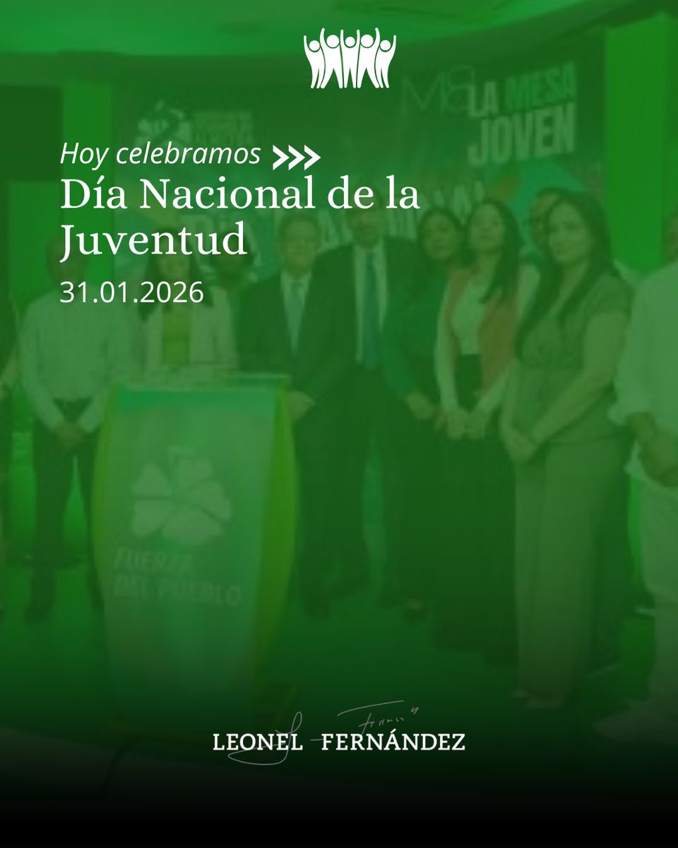 LeonelFernandez's tweet photo. En el Día Nacional de la Juventud, celebro la energía, el talento y la vocación transformadora de nuestros jóvenes.

En ustedes descansa la fuerza creadora, la capacidad de innovar, de cuestionar y de construir un futuro más justo, inclusivo y próspero.

Confíen en su voz, en su formación y en su compromiso con la República Dominicana. El país necesita de su liderazgo, hoy más que nunca.