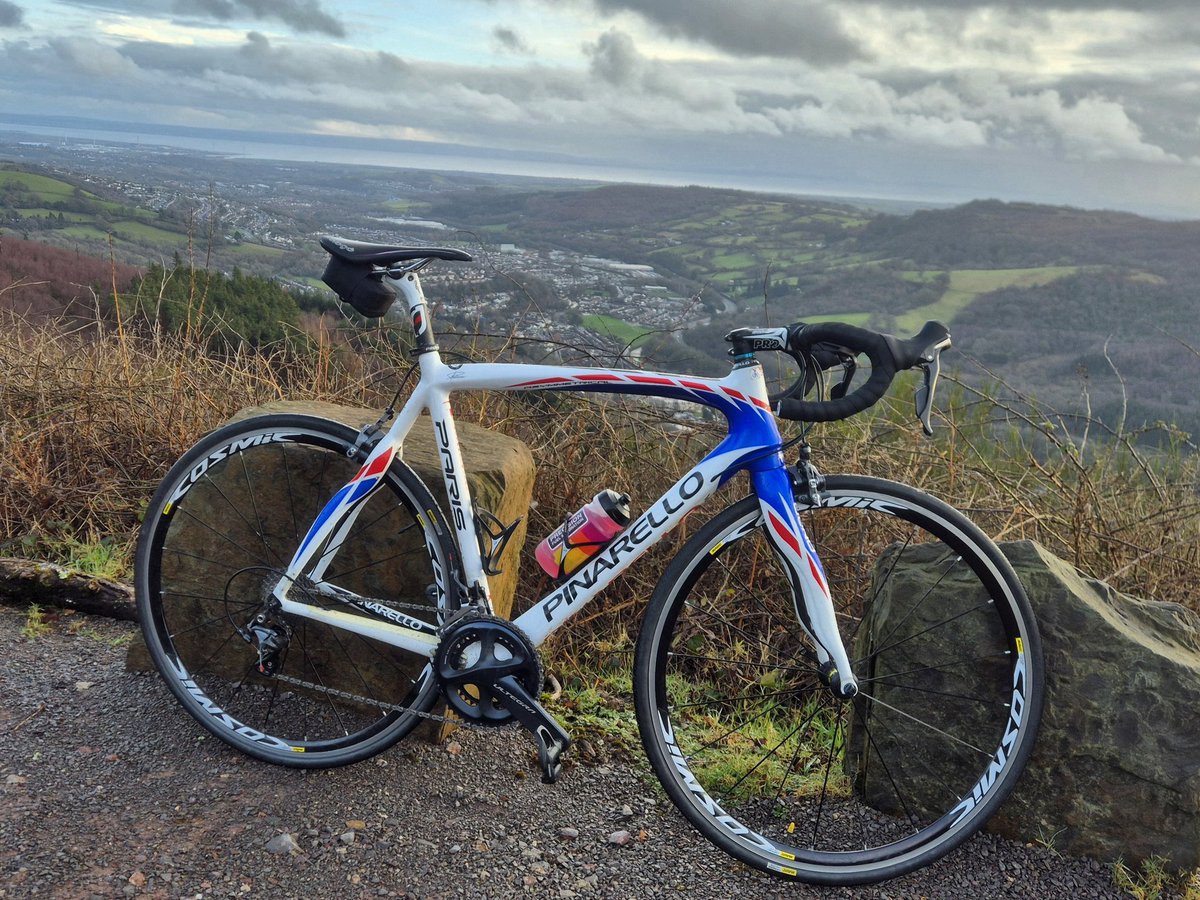 matty2023's tweet photo. Great to get out on the pushy this afternoon dodging the showers. Decided to break out the old school Pinarello. I don't ride it as much as I should, I forgot how good a bike it is. #cycling #wales #cwmcarnforest https://t.co/qq5MWx63Qb