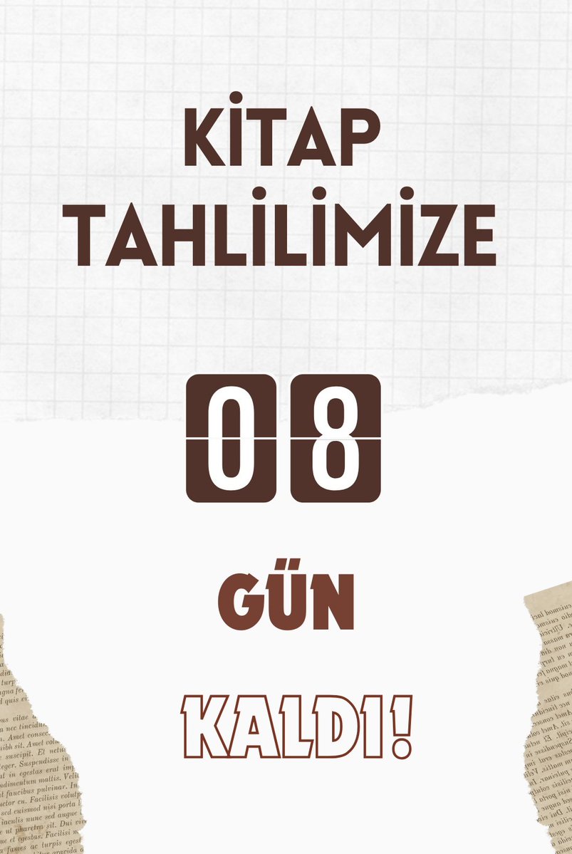 Kitap tahlilimize 8 gün kaldı!