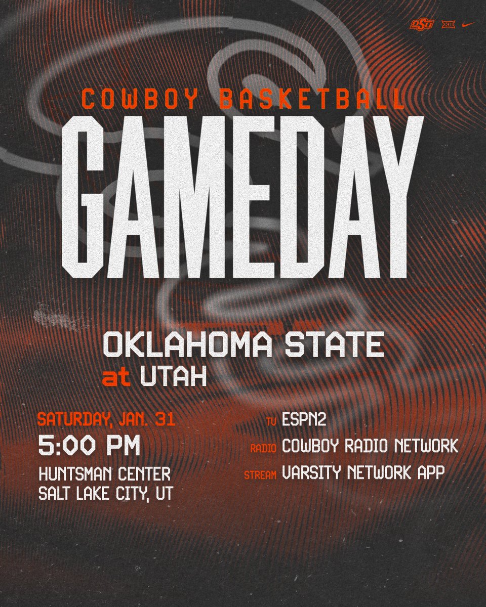 OSUMBB's tweet image. 🆚 Utah
📍Salt Lake City
⏰ 5 p.m. CT
📺 ESPN2
📻 Varsity Network app
📈 okstate.statbroadcast.com