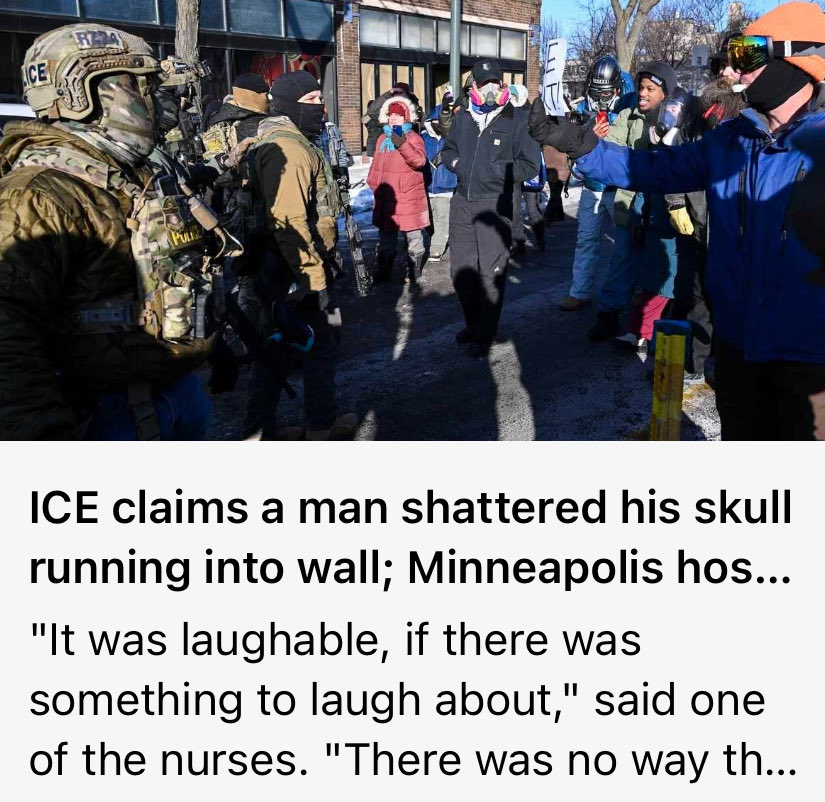 🚨BREAKING: ICE agents are now breaking people’s skulls and faces during arrests, then lying about it, and Minneapolis hospital staff are calling out their bullshit.

ICE claims Alberto Castañeda Mondragón, 31, “purposefully ran headfirst into a brick wall” while handcuffed.