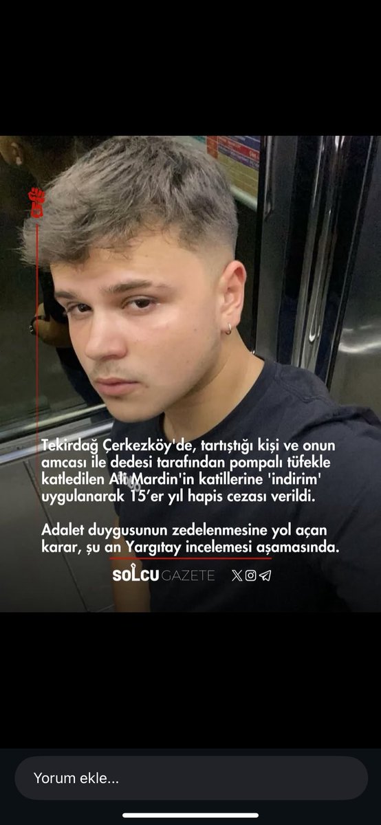 deryamardinnn's tweet photo. Oğlum Ali daha 19 yaşındaydı Tekirdağ Çerkezköyde tartıştığı kişi ve onun amca ile dedesi tarafından konuşma bahanesiyle yanına gelinerek tartıştığı kişi tarafından pompalı tüfekle katledildi 

Oğlumu katleden kişi ile onu azmettiren amca ve dedesi indirimlerle 15 yıl ceza aldı. Oğlumun dosyası şu an yargıtay incelemesinde.

Oğlum için adalet istiyorum benim oğlum gencecik yaşında toprak altındayken katiller bu kadar basit bir cezayla kurtulamasın cezaları indirimlerle hafifletilmesin #AliMardinİçinAdalet 
@TCYargitay @adalet_bakanlik @HSKKurumsal
