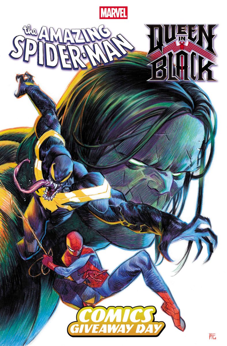 BuzzComics's tweet photo. Un aperçu d'Amazing Spider-Man # 1000/Queen In Black #1 Comic Giveaway Day 2026 par Al Ewing et Iban Coello pour le Comic Giveaway Day chez Marvel #MarvelComics #Comics #ComicGiveawayDay #SpiderMan #QueenInBlack https://t.co/pNXiMYjpKh https://t.co/YEoov66Afb