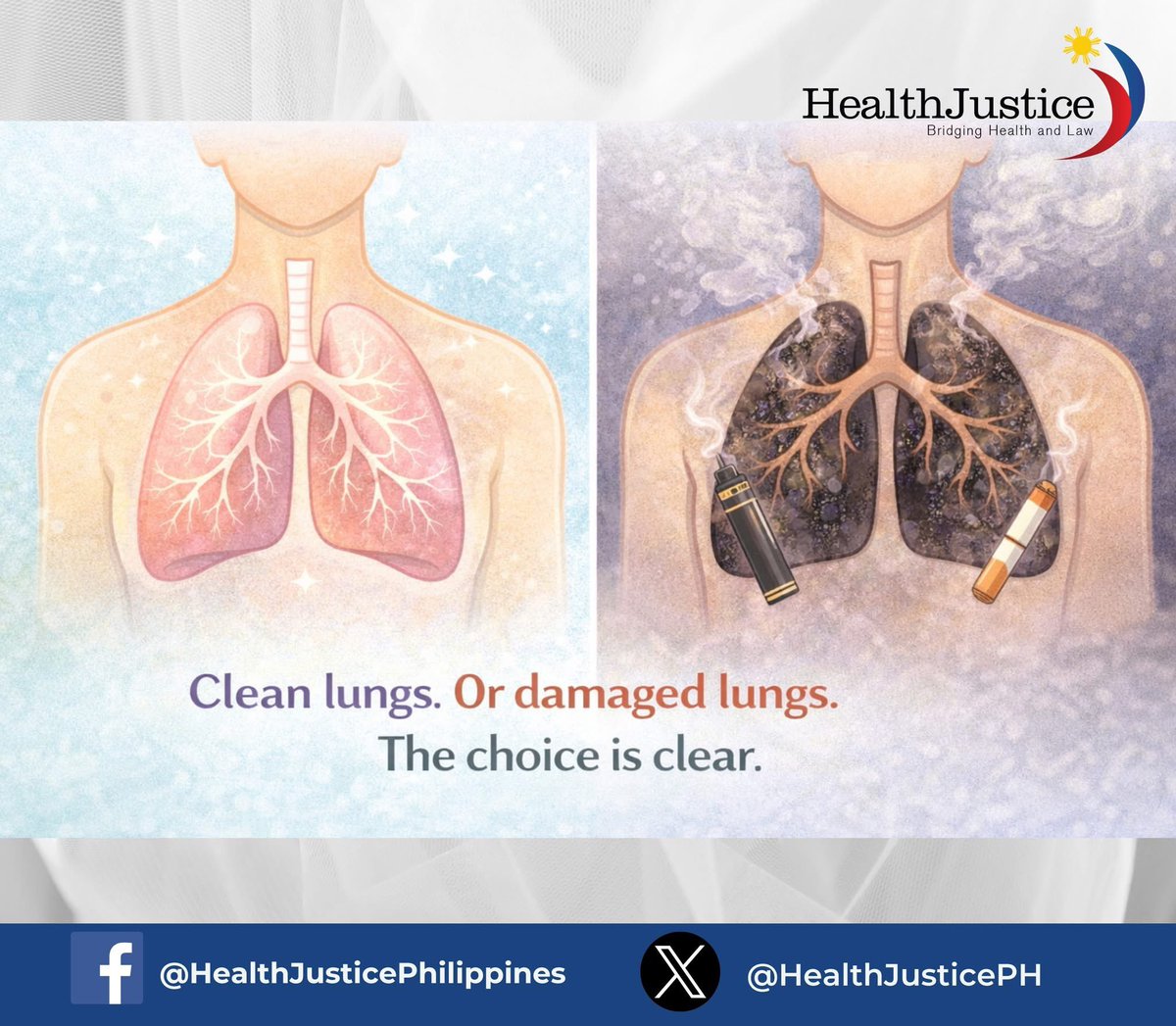 Vape and cigarette smoke expose lungs to toxic chemicals that cause long-term damage.  Protect your breathing. Choose a smoke-free, vape-free life.

#TobaccoFreeGeneration