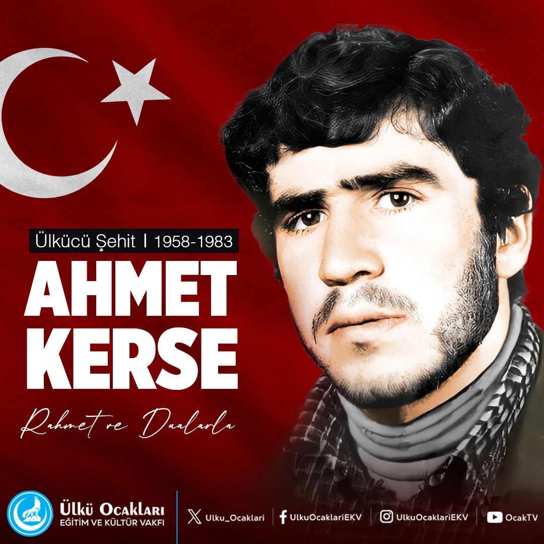 Ülkücü Şehidimiz Ahmet Kerse'yi şehadetinin yıl dönümünde rahmet, minnet ve dualarla anıyoruz. 

Aziz ruhu şâd, mekanı cennet olsun.