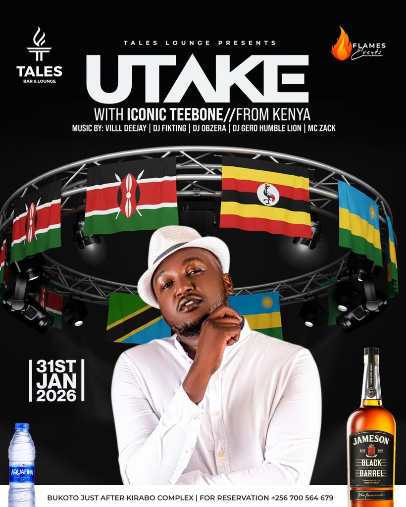 Taleslounge_kla's tweet photo. UTAKE is here.
Tales Lounge turns up the heat as Iconic Teebone straight from Kenya 🇰🇪 takes over the decks for the night
📅 31st Jan 2026
📍 Tales Bar & Lounge, Bukoto
One night. One vibe. Don’t miss it.
#UTAKE #TalesLoungebukoto https://t.co/kquA20qzoi
