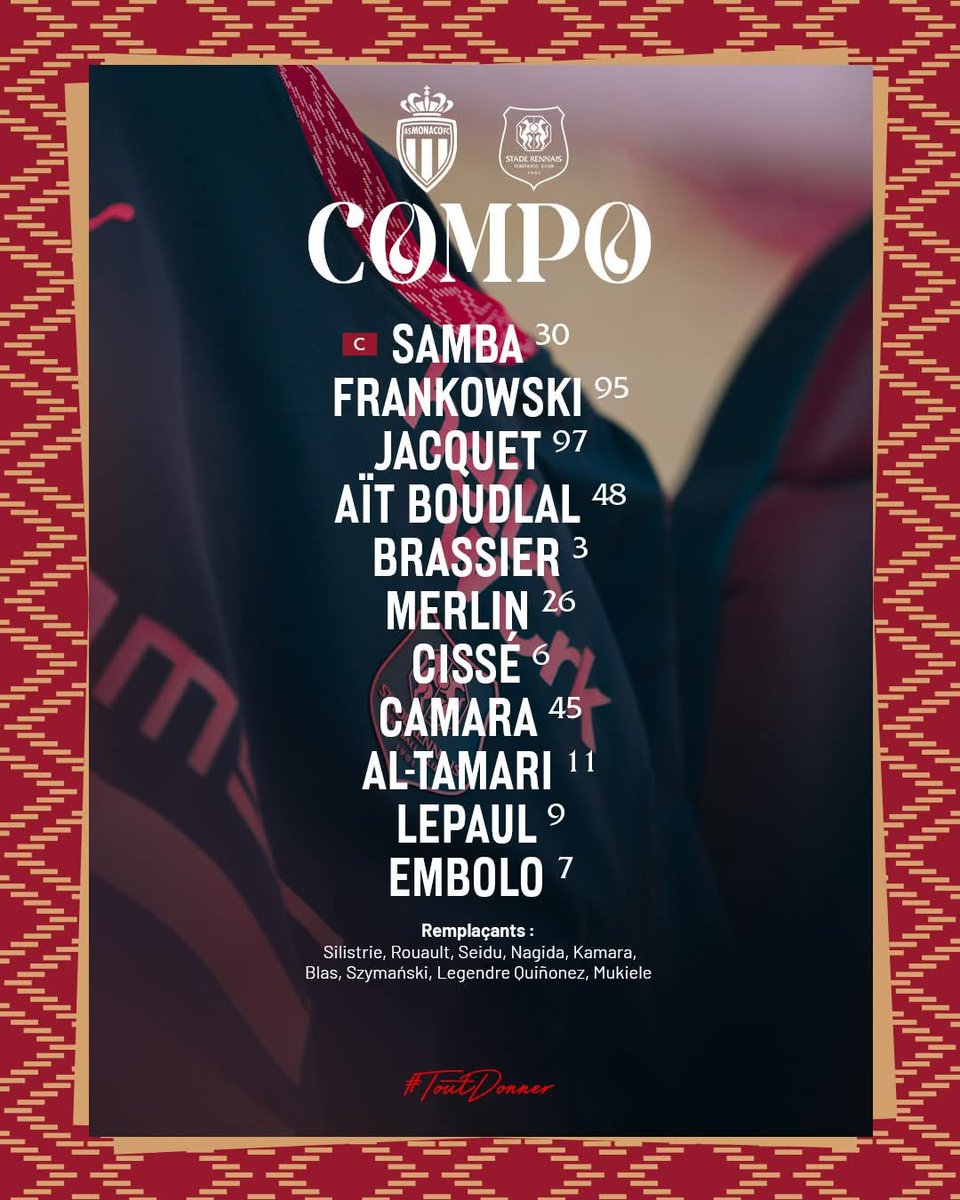 #موسى_التعمري في تشكيلة رين في مواجهة موناكو في الدوري الفرنسي الليلة الساعة 11:5