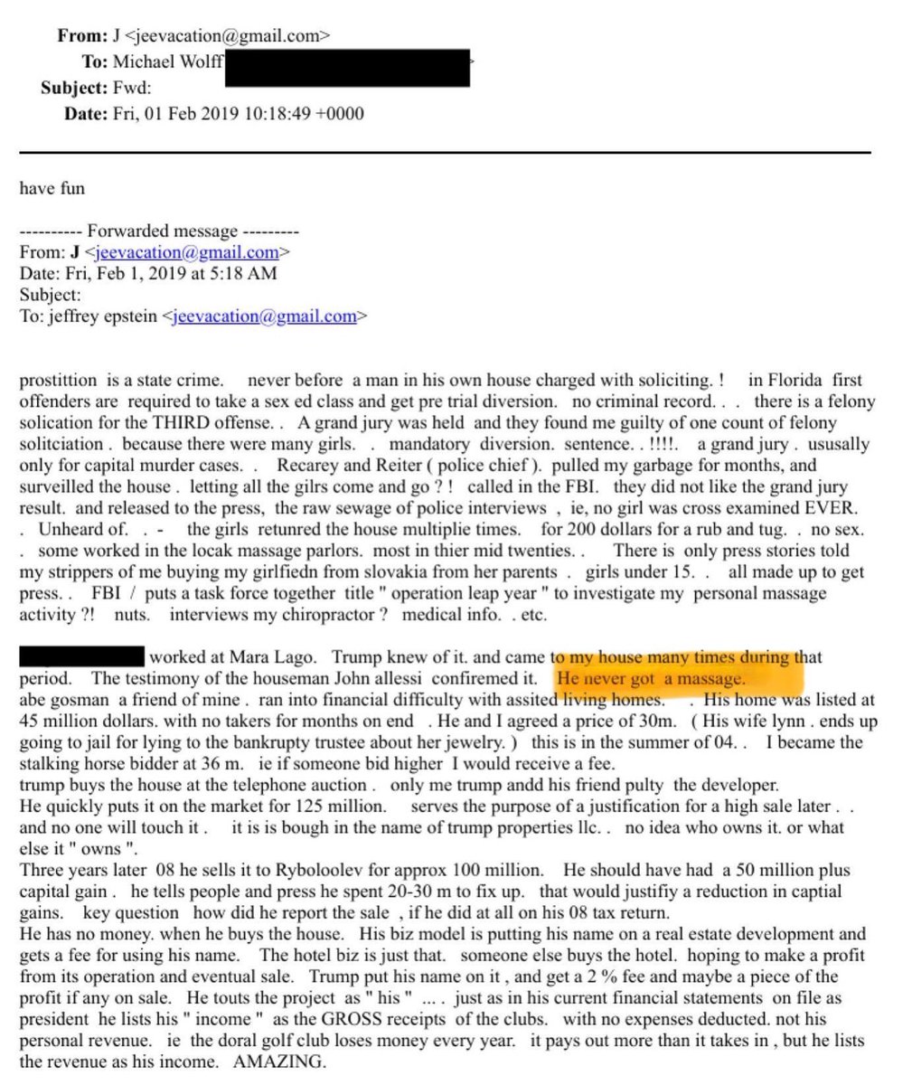 So Jeffrey Epstein was colluding with “journalist” Michael Wolff to obtain compromising Trump information from Epstein, which Epstein admitted they did not even have?

<a href="/MichaelWolffNYC/">Michael Wolff</a> is that what you two were doing here?

Strange bed-fellow to have, Wolf.