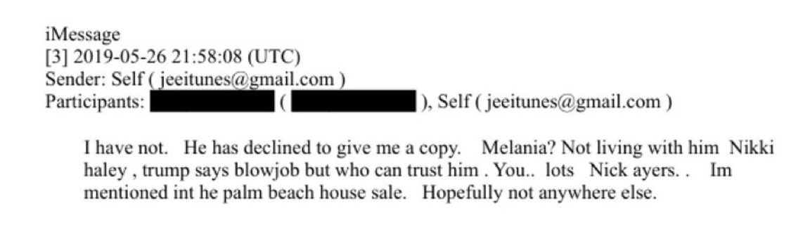 NEW: 🇺🇸 Epstein Files reveal that Trump claimed he received fellatio from Nikki Haley… 🤮