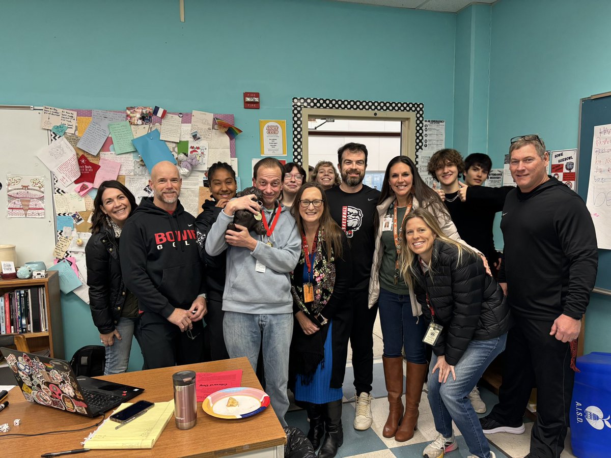 AISDBowie's tweet photo. Each month, Bowie recognizes a teacher that goes above and beyond for our students. Our January Top Dawg is Edward Day! We appreciate you Mr. Day! https://t.co/nQVsuQcO7c