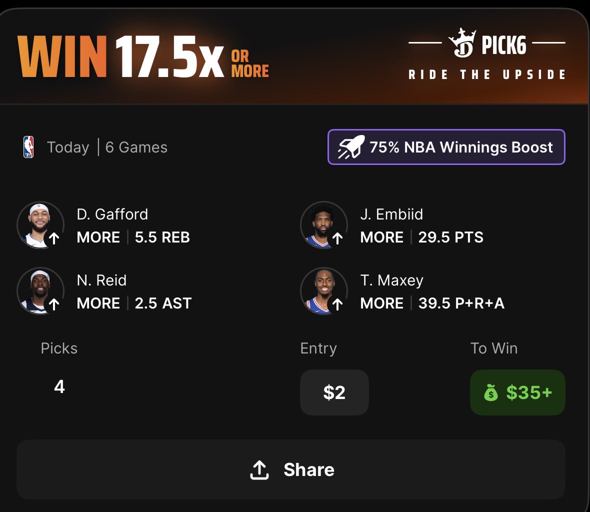 4 legs are so hard to hit. Let’s play to gambling gods. Thanks for multiplier. <a href="/Pick6/">Pick6</a>