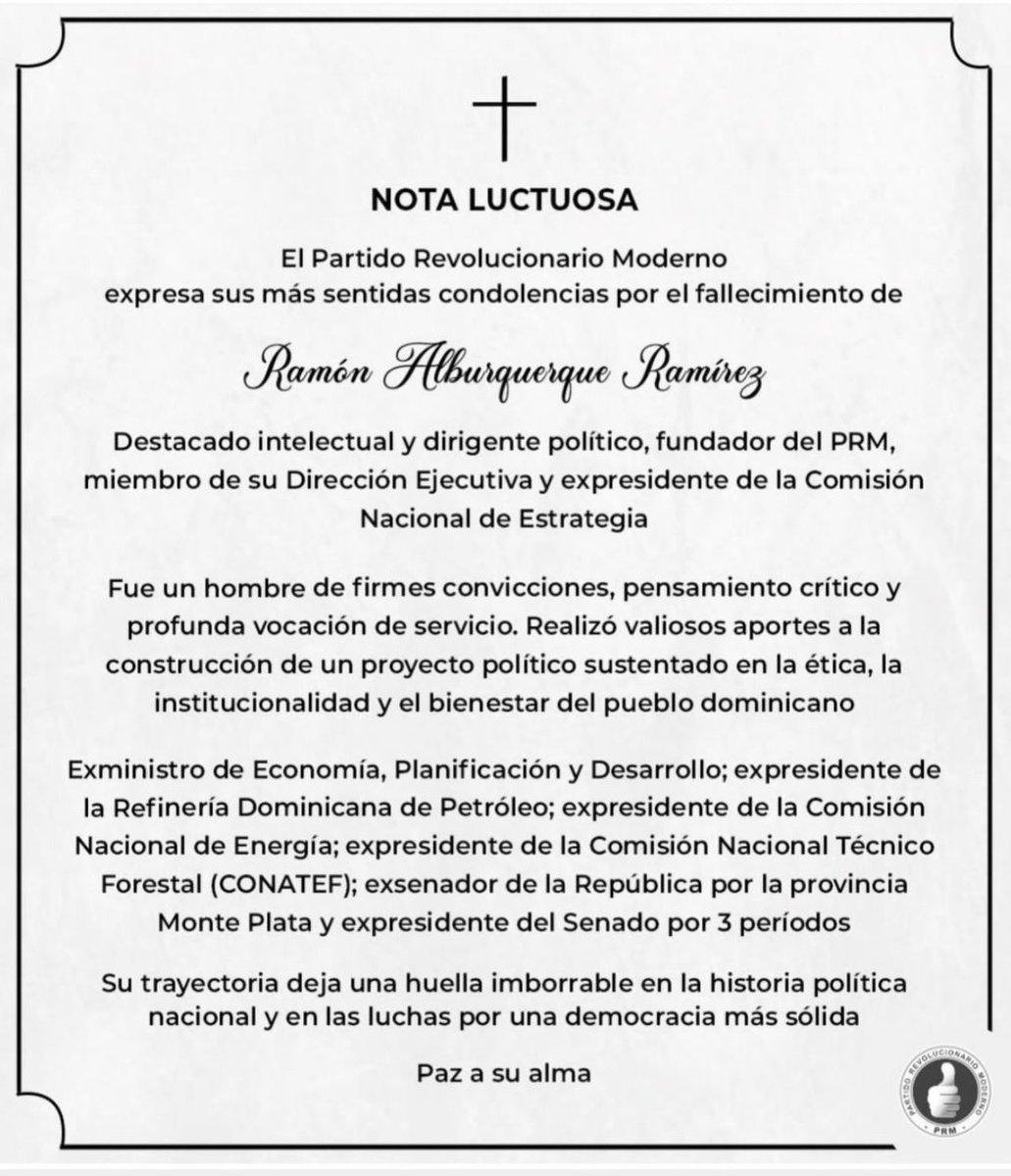 Con hondo pesar y sincero reconocimiento, despedimos al compañero Ramón Alburquerque Ramírez, referente de convicciones firmes, pensamiento reflexivo y auténtica vocación de servicio al país.