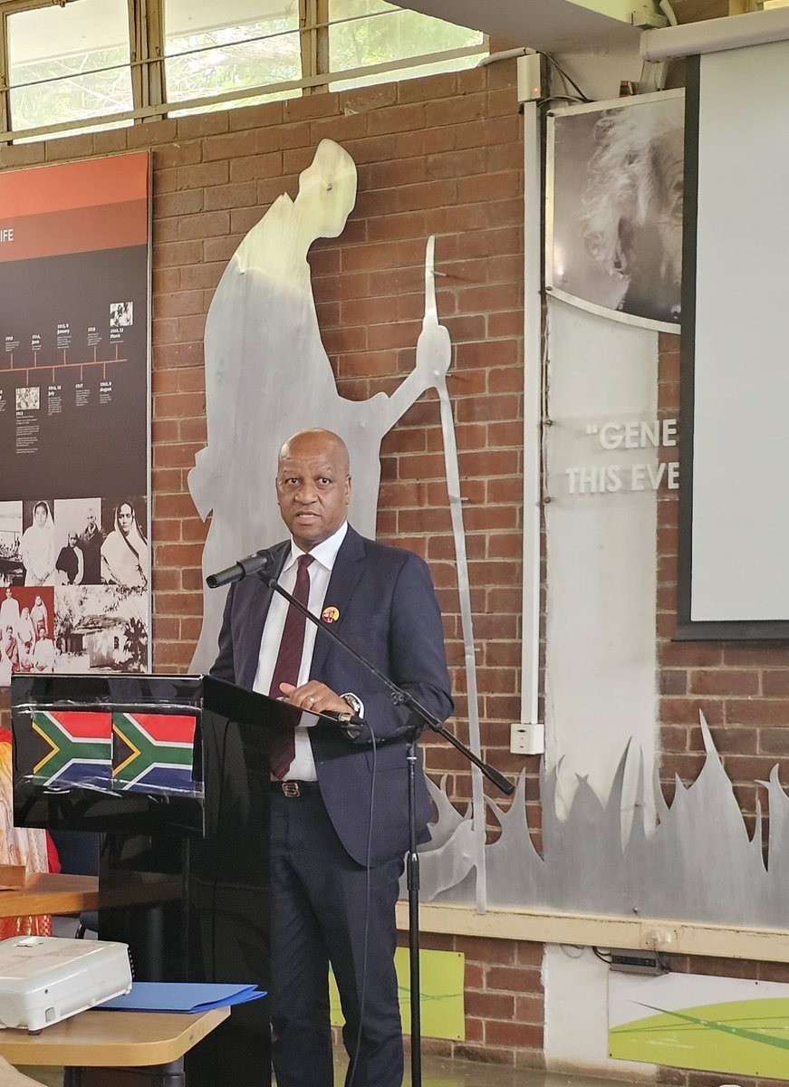 CGIDurban's tweet photo. CGI Durban, in collaboration with the Phoenix Settlement Trust and the Gandhi Development Trust, commemorated Martyrs’ Day in Durban. Hon’ble Premier of KwaZulu-Natal, Hon’ble Deputy Mayor of the eThekwini Municipality and Smt. Ela Gandhi graced the occasion and shared their perspectives on Gandhian ideology and its continued relevance in today’s world. An exhibition titled “Why Gandhi Still Matters” was inaugurated. All dignitaries also witnessed the photo exhibition of #VandeMataram and appreciated this clarion call for India’s freedom struggle.
@PMOIndia @kzngov @hci_pretoria @MinOfCultureGoI