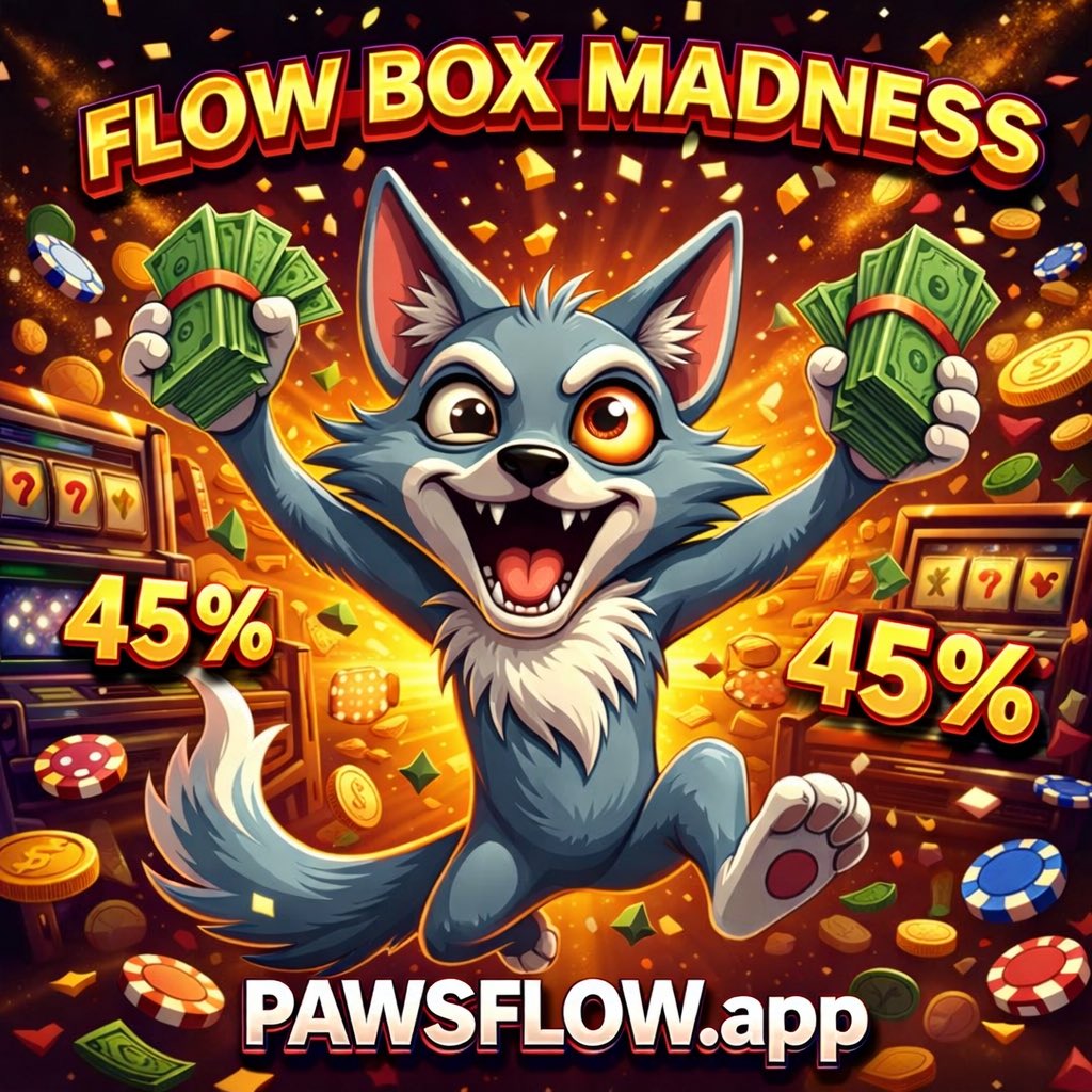 pawsflow's tweet image. FLOW BOX MADNESS STARTS RIGHT NOW!

We’ve set the FLOW Box win % to 45% for the next 24 hours only! Locked in both Normal and DEGEN Mode! 

Will you draw the new jackpot box of $25??? 

Play now at PAWSFLOW.app!
