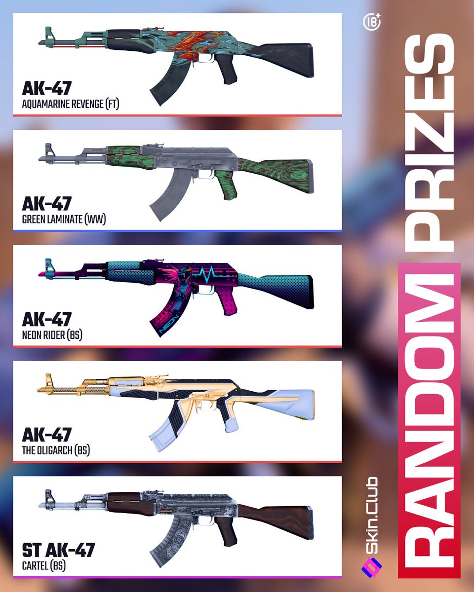 🔥 AK-47 GIVEAWAY 🔥

Pure power. No compromise.
One of the most iconic weapons in CS - and it could be yours.
We’re giving away 5 AK-47 skins for those who play by their own rules.

🔫 How to enter:
1. Make any deposit using the promo code AKLOVERS
2. Drop your Skin.Сlub ID in