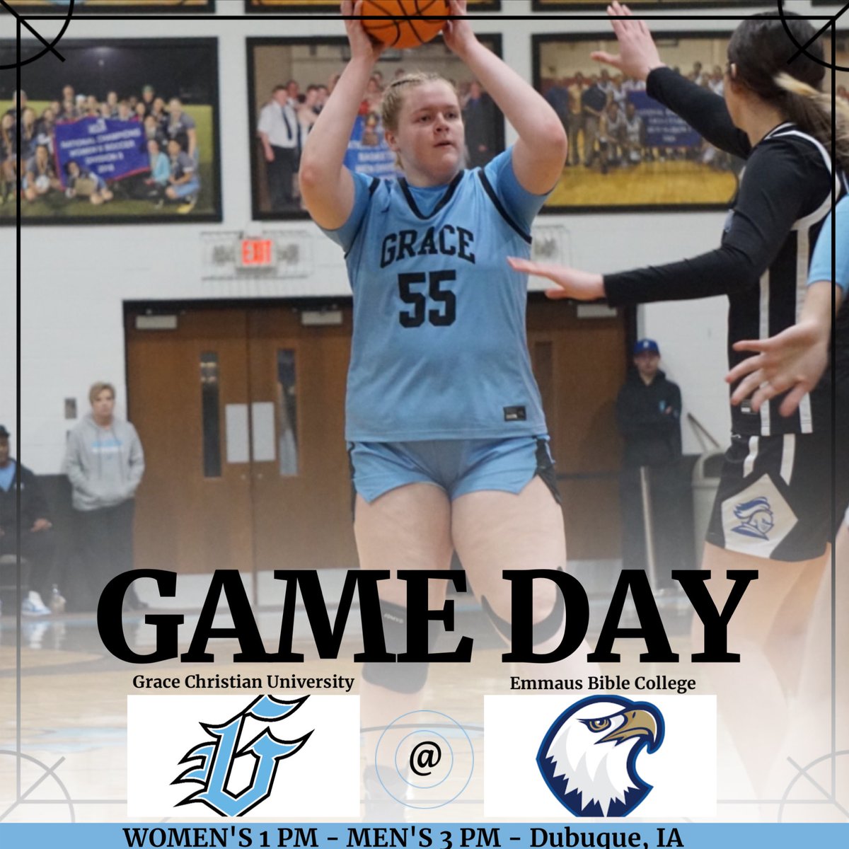 GraceTigers's tweet photo. GAMEDAY in Dubuque, IA for Menโs and Womenโs Hoops! 1pm and 3pm tip-off times!
Livestream:
https://t.co/HfvCMLLg5N
#WorkHard #ValueOthers #GlorifyGod https://t.co/cjDEjt9Zb0