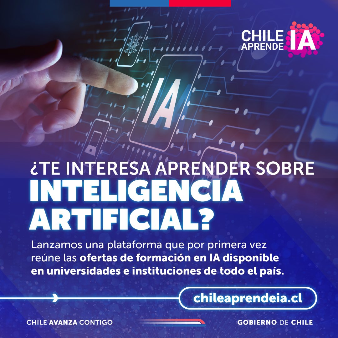 ¿Quieres aprender sobre Inteligencia Artificial? 
En chileaprendeia.cl puedes encontrar cerca de 150 cursos disponibles en formación de IA, en 50 instituciones del país 🤩🇨🇱
👀 ¡Algunos de ellos son gratis!