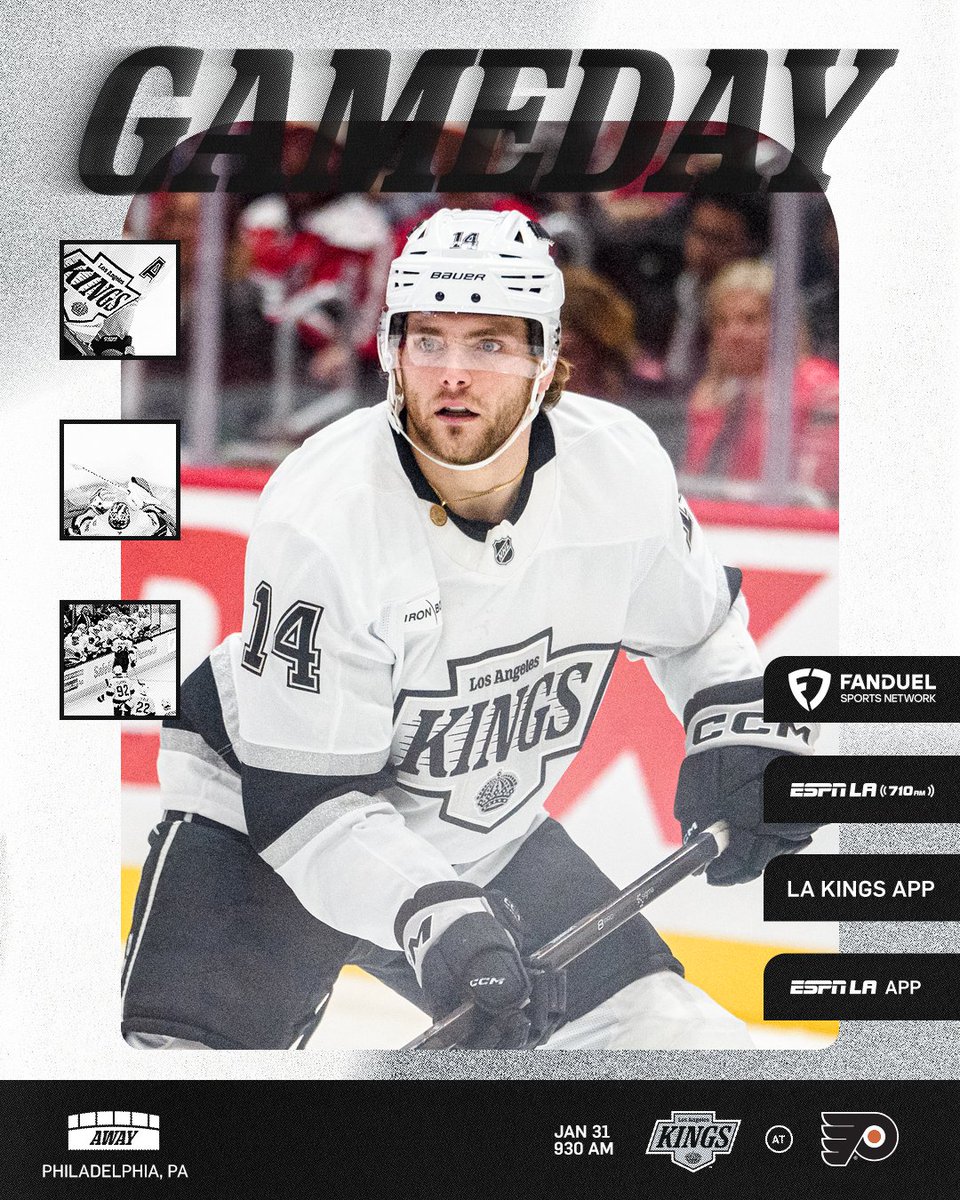 Wake up, it's Gameday! ☀️

🆚 Philadelphia Flyers
📍 Philadelphia, PA
⏰ 9:00 AM tune in
📺 <a href="/FanDuelSN_West/">FanDuel Sports Network West</a>
🎧 LA Kings App | <a href="/ESPNLosAngeles/">ESPN Los Angeles</a> 710 AM
📲 lakings.com/tune-in

#GoKingsGo