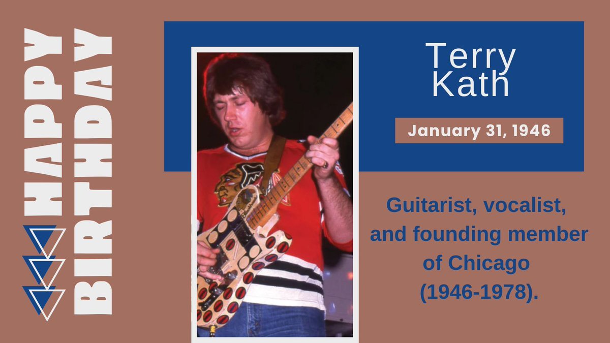 TweetingTruman's tweet photo. Happy Birthday to guitarist, vocalist, and founding member of Chicago, Terry Kath, who would have been 80 years old today (1946-1978)
#TerryKath
#Chicago
#MusicTrivia
#MusicHistory https://t.co/dYFzAPwHdF