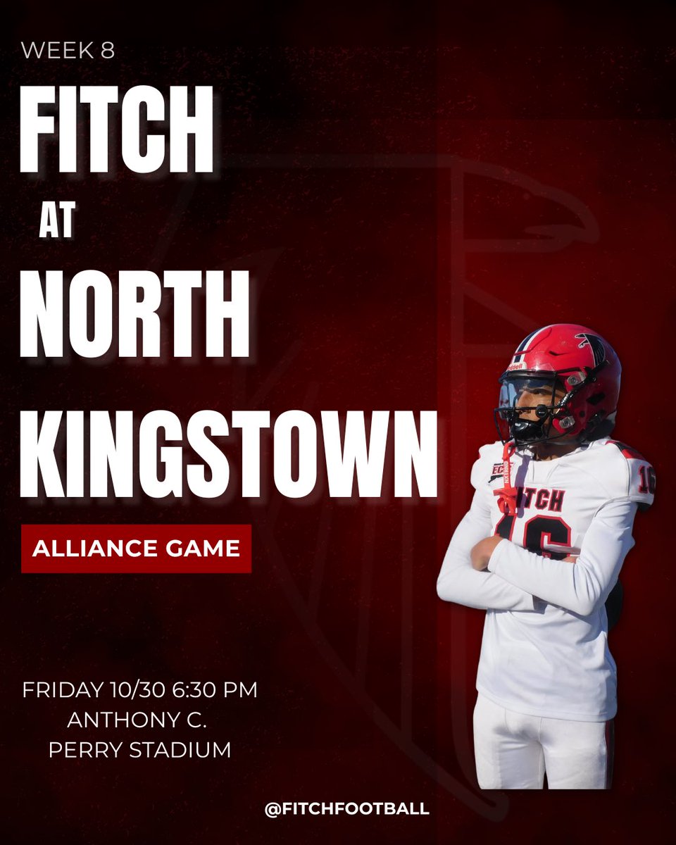football_fitch's tweet photo. Alliance matchups locked in. Schedule loading…

Week 2 vs Torrington
Week 8 at North Kingstown

Then we drop the FULL 2026 slate next Sunday.

📅 Schedule Release: 2/8
#TimeIsNow #FitchFootball  #cthsfb https://t.co/7OpGgJ9Tlm