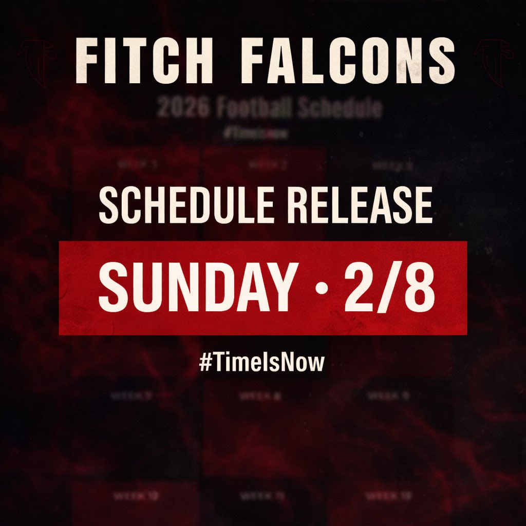 football_fitch's tweet photo. Alliance matchups locked in. Schedule loading…

Week 2 vs Torrington
Week 8 at North Kingstown

Then we drop the FULL 2026 slate next Sunday.

📅 Schedule Release: 2/8
#TimeIsNow #FitchFootball  #cthsfb https://t.co/7OpGgJ9Tlm