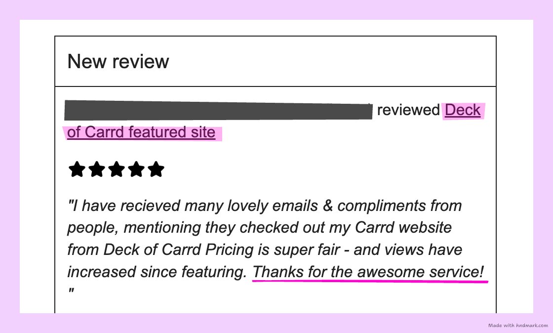 deckofcarrd's tweet photo. We have a lovely new 5 star review for our Featured Site service ⭐️⭐️ 🙏

We have one slot free currently if you'd like yours featured

https://t.co/UVWlv6rMwk https://t.co/gPjqkRKXgJ