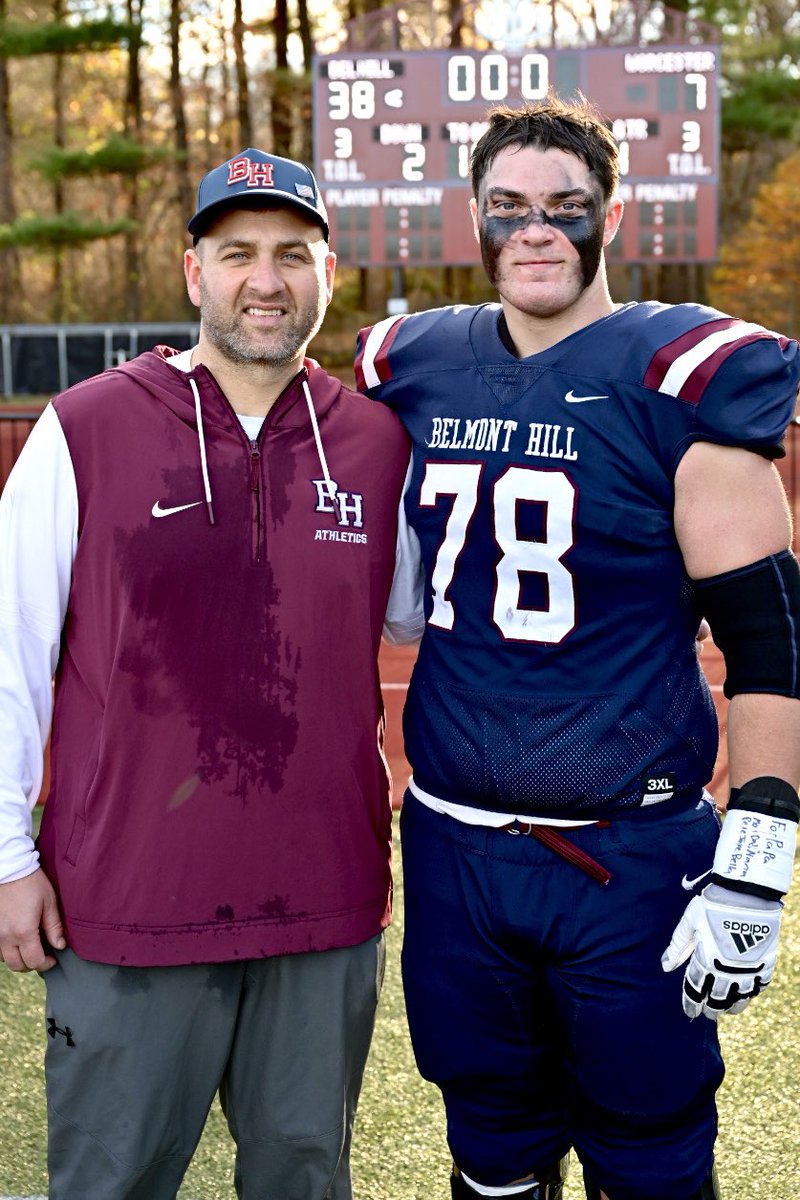NickFiumara78's tweet photo. Coach Fucillo, thank you for always taking care of my family and me. You established a lasting, winning culture at Belmont Hill that will continue beyond your tenure. I’m lucky to have had you as my coach. Congratulations on your move back to college football! Good luck at Tufts! https://t.co/4mxc3SCdcy