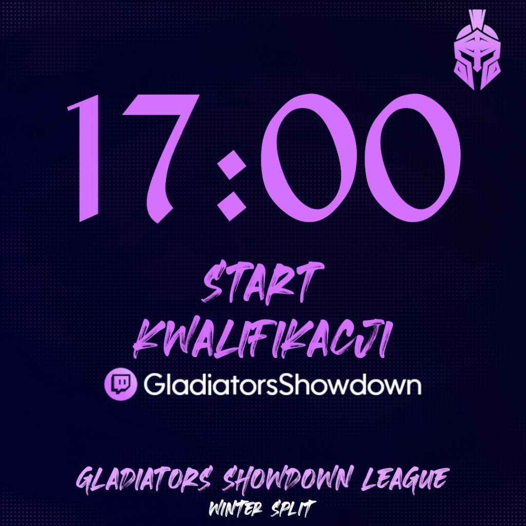 GS_tournaments's tweet photo. Gladiatorzy!

Startujemy z kwali już za godzinę i jak zawsze mamy dla was luźną transmisję najciekawszych spotkań z dzisiejszego dnia 🫡

Widzimy się na streamku!
#GSL #GladiatorsShowdownLeague https://t.co/OafZvjhiiJ