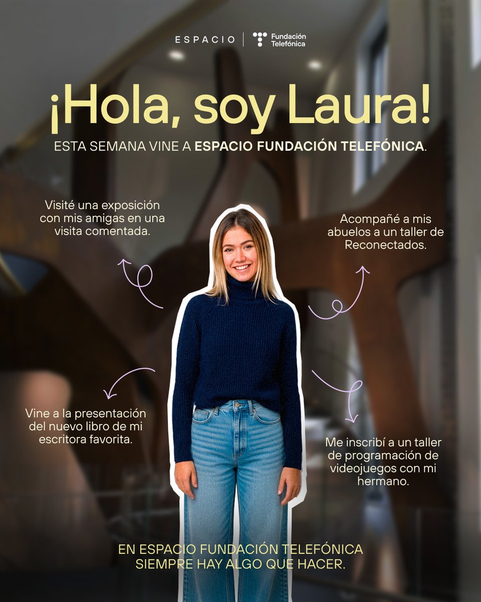 Exposiciones, visitas comentadas, talleres, charlas y presentaciones 📚👀

En Espacio Fundación Telefónica siempre hay planes.

Consulta la programación y horarios en la web 👉 espacio.fundaciontelefonica.com

#EspacioFT