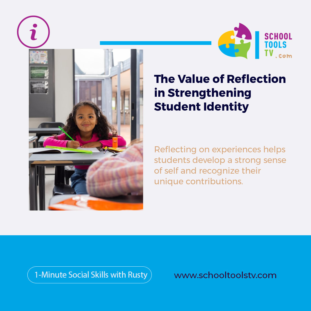 RustyMayVideos's tweet photo. The Value of Reflection in Strengthening Student Identity

Reflecting on experiences helps students develop a strong sense of self and recognize their unique contributions.

#StudentReflection  
#IdentityDevelopment  
#GrowthMindsetTips https://t.co/GMjKyLI9wz