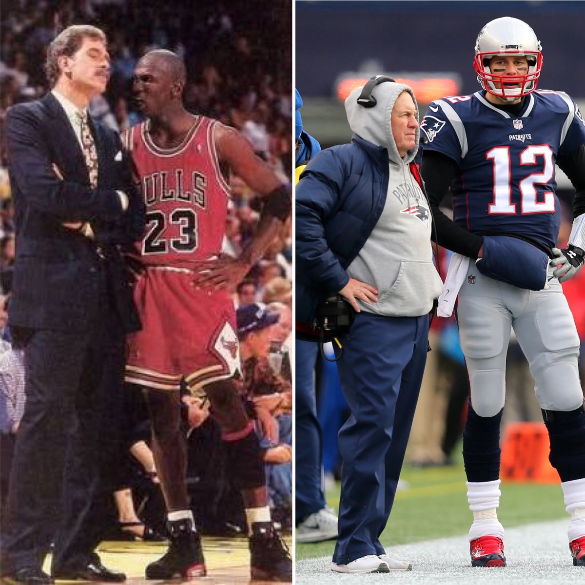 DanKelley66's tweet image. Phil Jackson won NBA Championships without Michael Jordan, but MJ never won anything without Phil Jackson; therefore Phil Jackson deserves most (if not all) of the credit for the Chicago Bulls 6 titles. Isn't that how these Bill Belichick vs. Tom Brady discussions are framed?