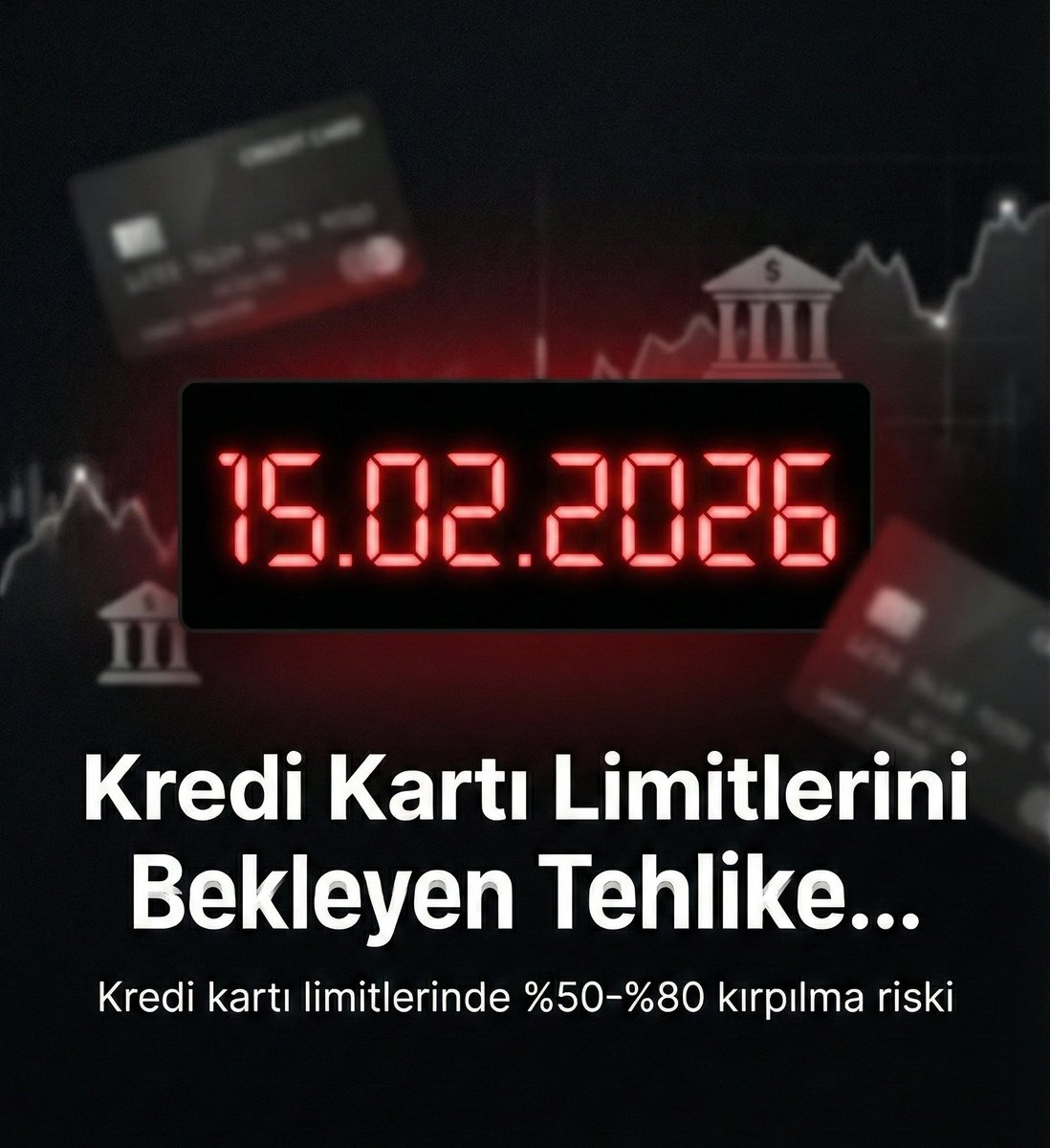 ❗️Kredi kartı limitleri bankalar tarafından kırpılmadan bizim daha az etkilenmemiz için alabileceğimiz birkaç önlemimiz var.

1️⃣ Limitiniz 400.000 TL'nin biraz üstündeyse...
👉🏻Toplam bankalardaki limitiniz 400/500 bin TL civarındaysa ve sene içinde limitin tamamına yakınını