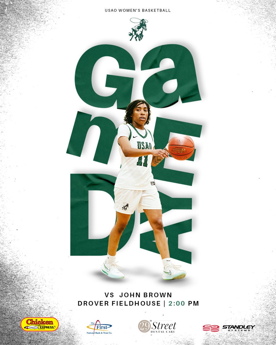 🏀𝗚𝗔𝗠𝗘𝗗𝗔𝗬🏀
The Drovers hit the hardwood as JBU comes to town!

⏰: 2:00 PM CT
📍: Chickasha, OK
🏟️: Drover Fieldhouse
📺/📊: usaoathletics.com/composite

#DroverNation🏇 x #BleedGreen