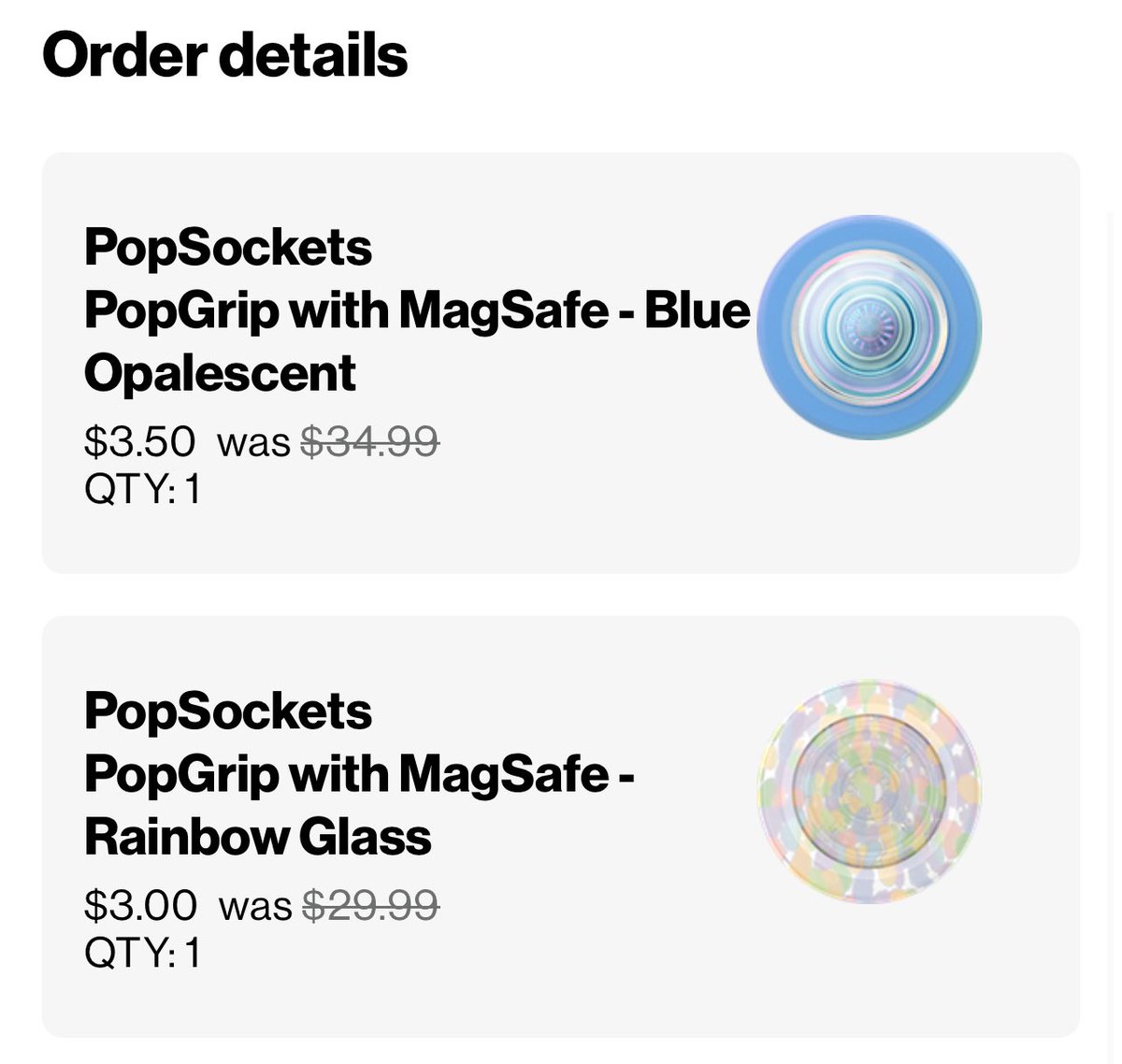 dmtoflinski's tweet photo. @GlitchedDeals Got 2 Pop Sockets for $6.50, thank you!! https://t.co/DhvDQiePo9