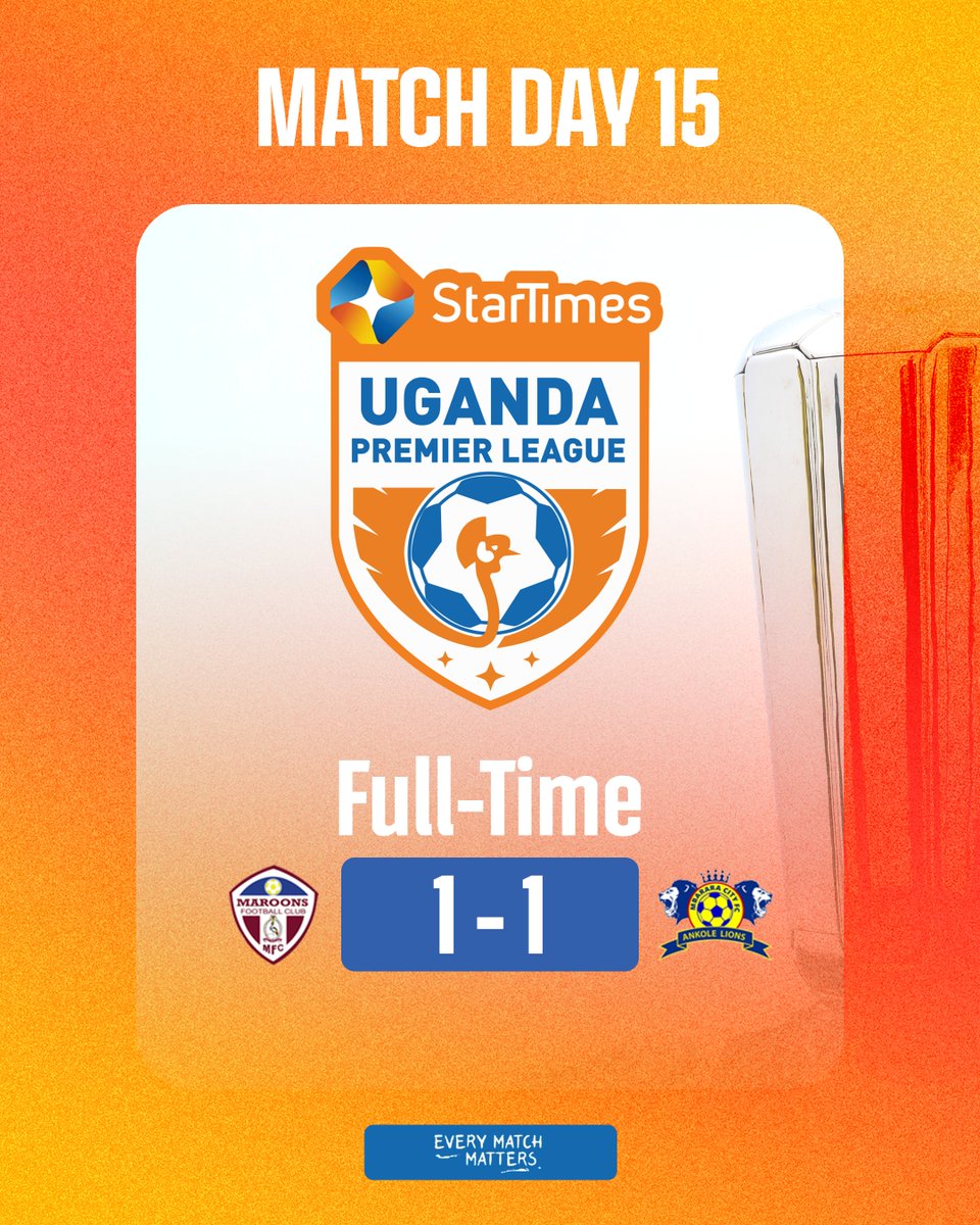 UPL's tweet image. Full-time! Maroons FC 1-1 Mbarara City FC

📊 upl.co.ug/event/maroons-… 

#MARMBR | #StarTimesUPL
