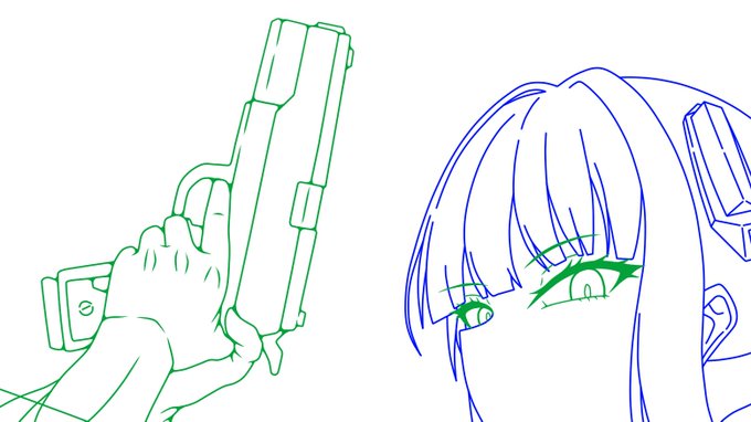 12年以上描いてきて漸く「実績:拳銃を構える」を達成した🔫 