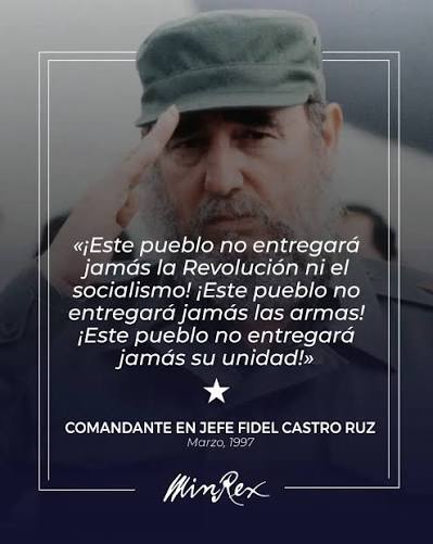 Fidel nos enseñó: "¡De las armas no se entregan, carajo!". Ante cualquier amenaza o escalada, esa es nuestra ley. No es solo sobre fusiles, es sobre la defensa inquebrantable de nuestra soberanía. #Cuba #Principios #CubaEstáFirme #CubaNoEstáSola
