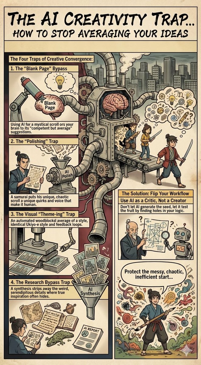 If you let AI generate the seed, you're anchoring yourself to a statistical average. Flip the workflow 🧠✨

#AI #Creativity #Innovation #FutureOfWork