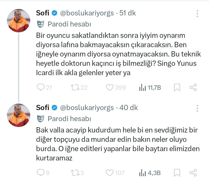 kendi kendine fenerli olduğunu ifşa edeli iki hafta olmamış adamdan dinlediğimiz edebiyata bak yüzsüz namert sen önce profilini değiş sana mı kaldı galatasaray sağlık ekibine sallamak 😅
