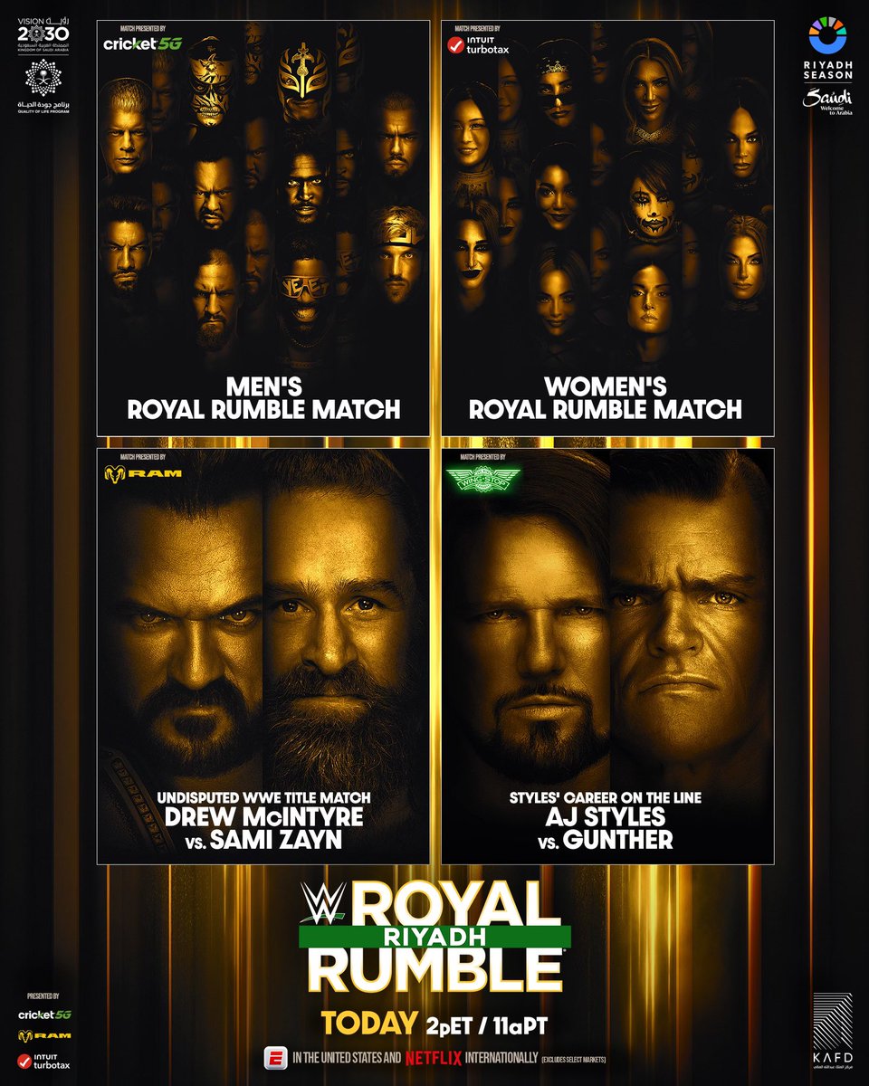 #RoyalRumble    picks:
-Drew McIntyre
-AJ Styles
-Liv Morgan
-Cody Rhodes