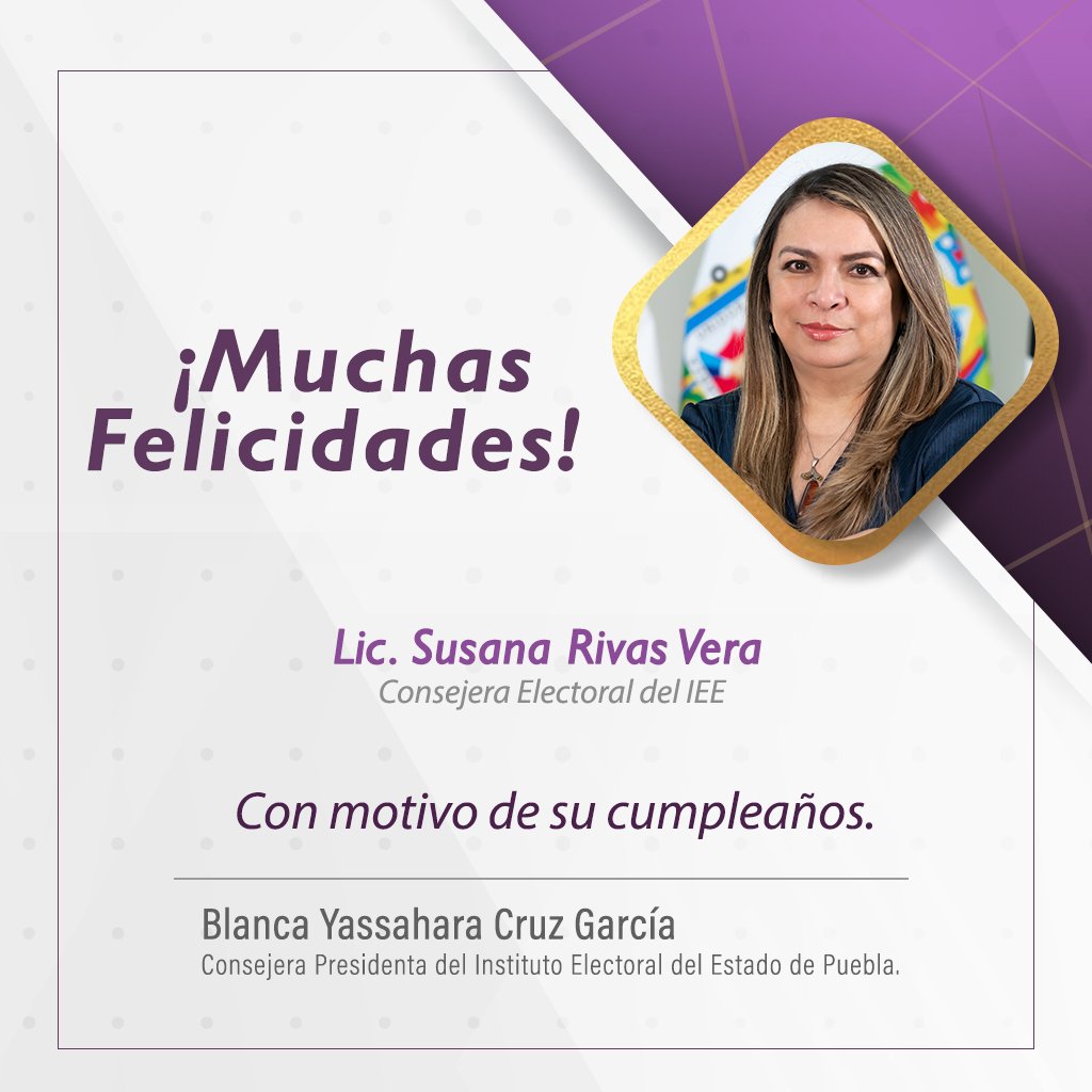 Felicito por motivo de su cumpleaños a la Consejera Electoral <a href="/SusanaRivasV/">Susana Rivas</a>. Que este nuevo año de vida esté lleno de oportunidades y éxitos. ¡Feliz día!