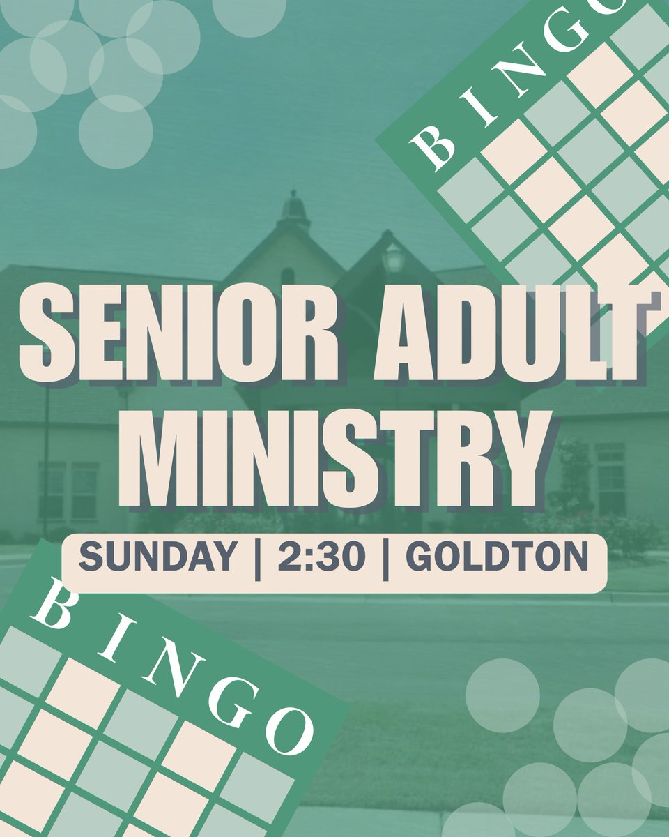 Senior Adult Ministry Sunday! We’ll be playing Bingo at Goldton at 2:30. You can either meet us there or at the BSU at 2 to carpool!