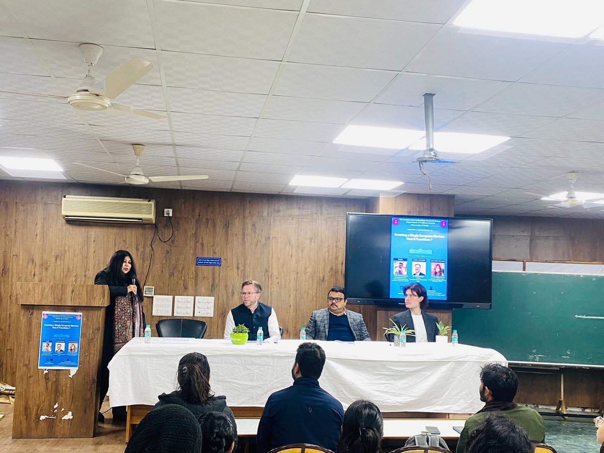 ProfRekhaSaxena's tweet photo. Had an enlightening lecture by Dr. Adrian Haack on the creation and functioning of the EU Single Market.
#EUSingleMarket #EuropeanUnion @kas_india https://t.co/2w3PktHBZl