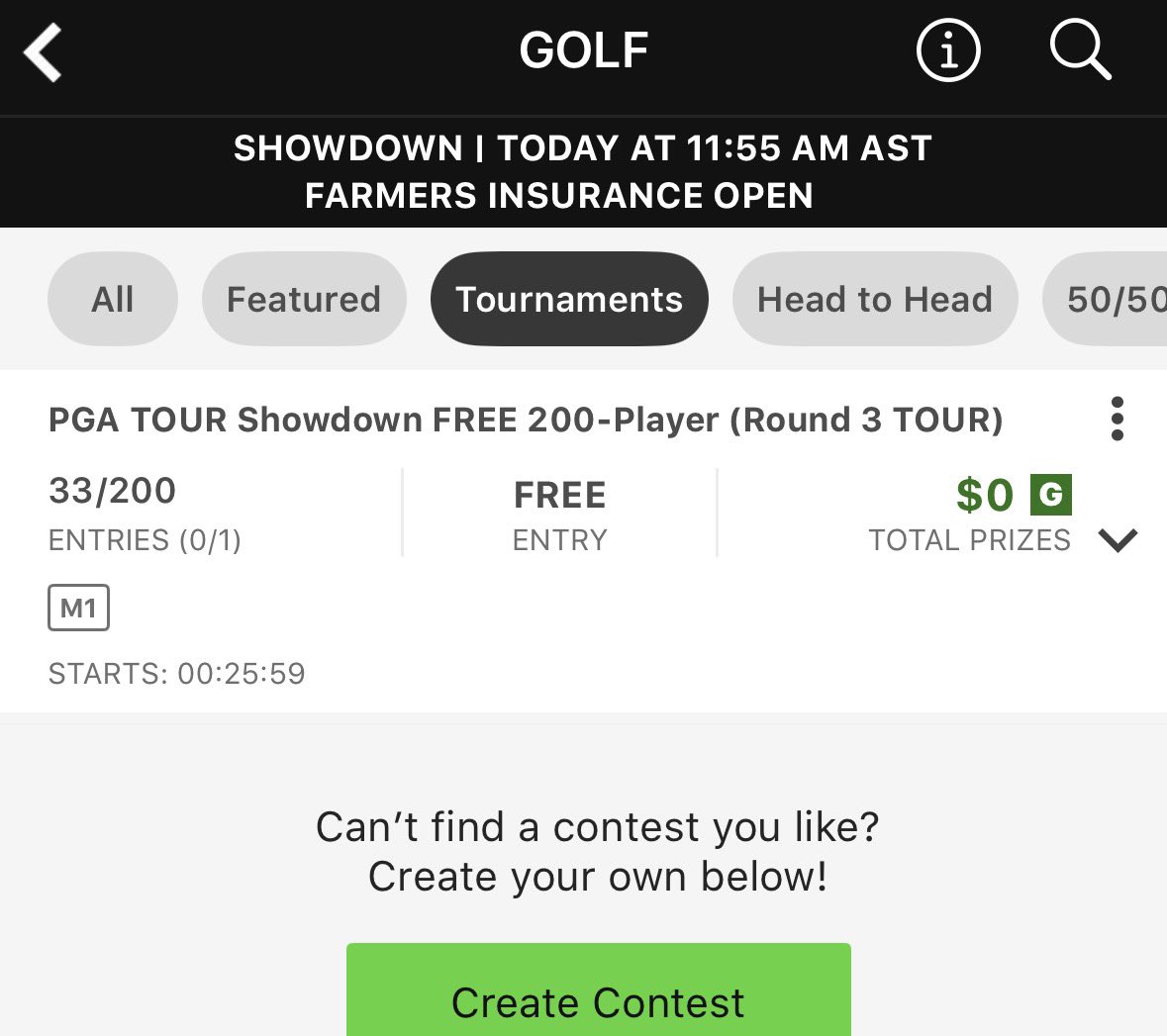 ToeTagginTambo's tweet photo. Embarrassing start to the season for @DraftKings @DK_Assist with their PGA Showdown contests.

Secondary contests sold out with 4hrs to go yesterday and today this is all that’s left with almost 30 mins to go!

Step it up! https://t.co/Xefo8hT2W4