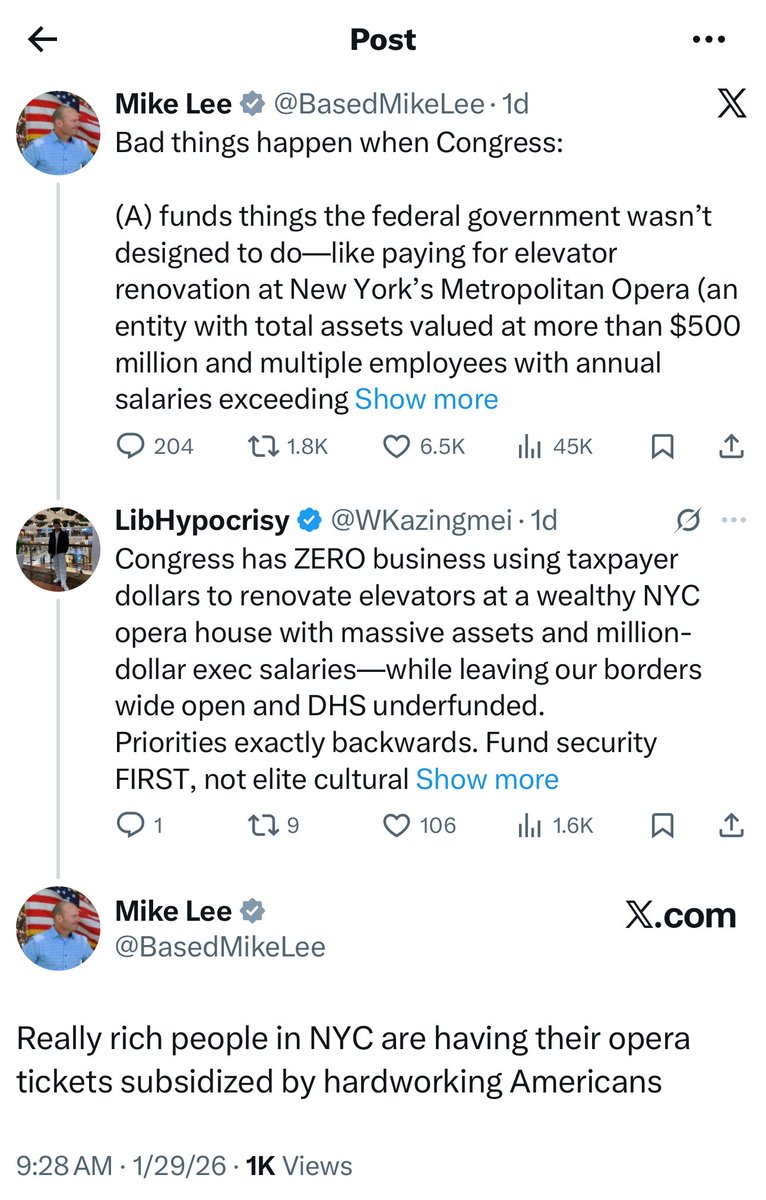 patriottakes's tweet photo. GOP Senator Mike Lee interacting with a fake MAGA account “based in South Asia” https://t.co/avlHRBXe7X