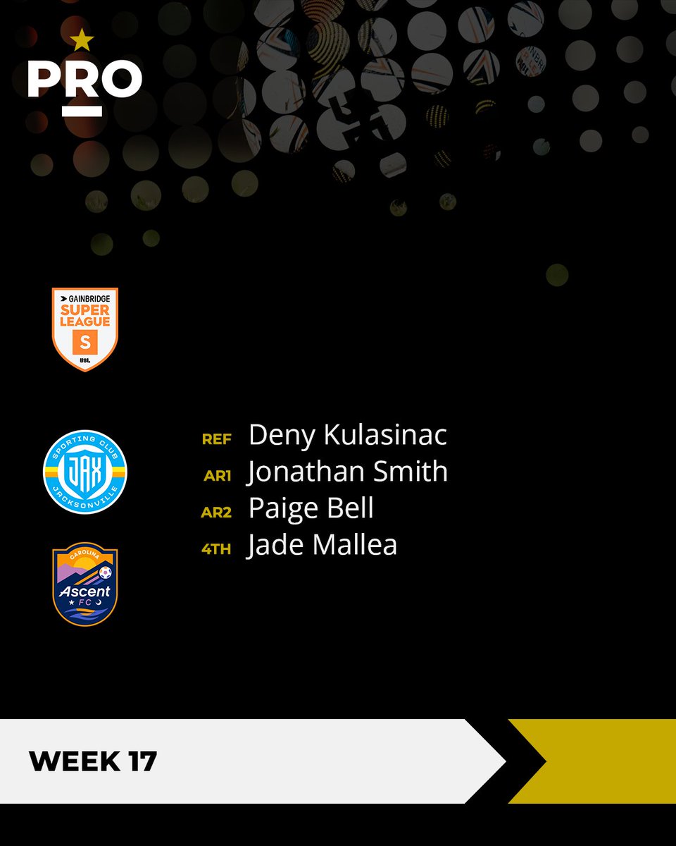 PROreferees's tweet image. ⚽// @sporting_jax vs @carolinaascent (5PM ET)

#PRO | #BeHere | #JoinTheMovement | #AlwaysClimbing