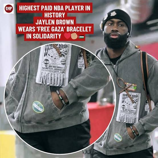 ultras_antifaa's tweet image. Jaylen Brown wears a “Free Gaza” bracelet in solidarity.