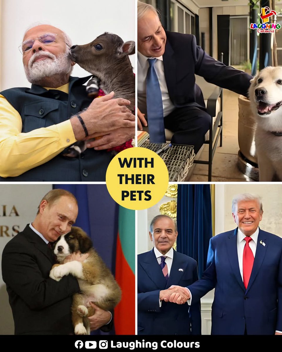 Soma_dhar25's tweet photo. World leaders with pets 🐾
#WorldLeaders #Pets #CuteMoments #GlobalFaces #HumanSide #fblifestyle https://t.co/syn0N4hSYP